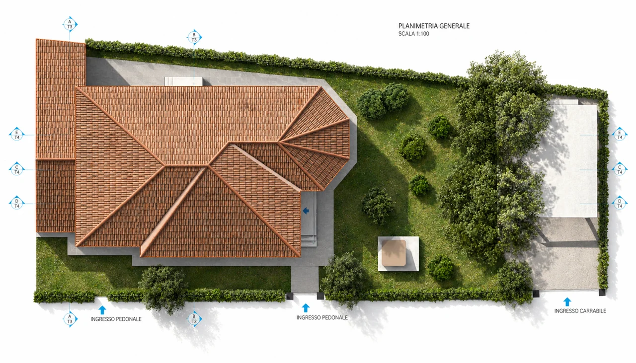 Volumi nel paesaggio — Rendering · vista 4