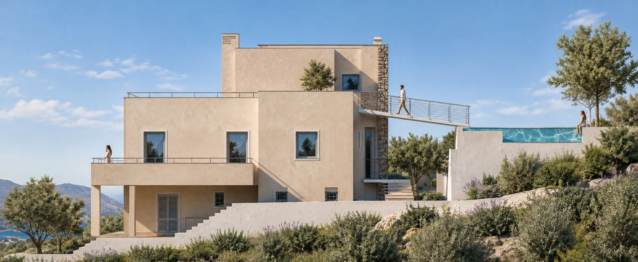 Volumi nel paesaggio — Rendering