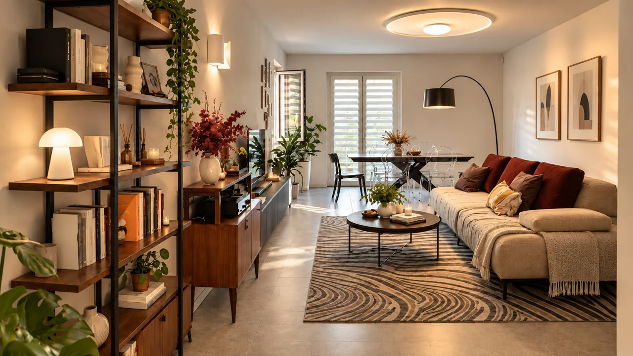 Ambiente interno arredato dal materiale fornito